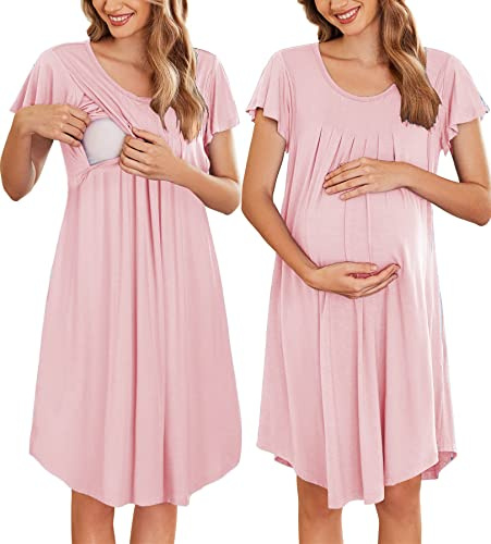 Nursing Nightgown Labor and Delivery Gow Breastfeeding Maternity Dress