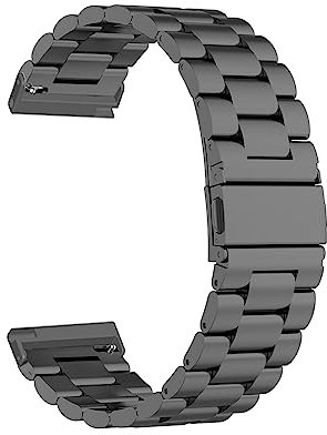 24 Mm Schnellverschluss-Uhrenarmband, Edelstahl mit Verstellbarem Metallarmband, Doppelschnalle, Ersatzarmband für Männer und Frauen (Schwarz)