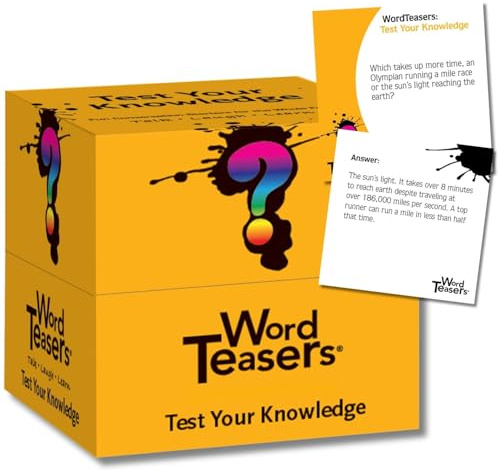 ? WORD TEASERS Test Your Knowledge - Random Knowledge Trivia Game for Adults & Kids - Fun & Interesting Trivia Card Game for Family Game Night - A Great Car Trivia Game - 150 Fun Fact Cards