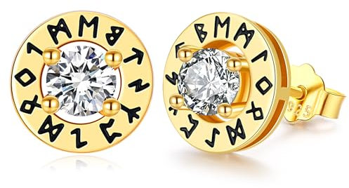 Ohrstecker Herren Wikinger Gold Wikinger Ohrringe Männer Wikinger Rune Ohrstecker Silber 925 Diamant für Männer Damen