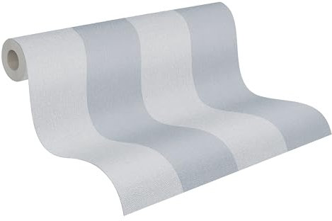 A.S. Création Pure Elegance Vliestapete mit Blockstreifen 0,53 x 10,05 m – Blau, Grau – Streifentapete Made in Germany - 397997