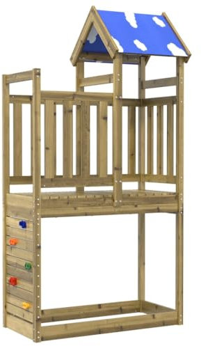 vidaXL Torre da Gioco con Arrampicata 110,5x52,5x215cm Pino Impregnato