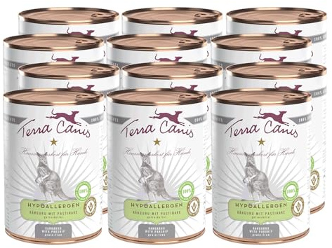 Terra Canis Känguru mit Pastinake - Hypoallergen Nassfutter, 12x400g I Premium Hundefutter in 100% Lebensmittelqualität Aller Rohstoffe I Allergenarm, Getreide & glutenfrei