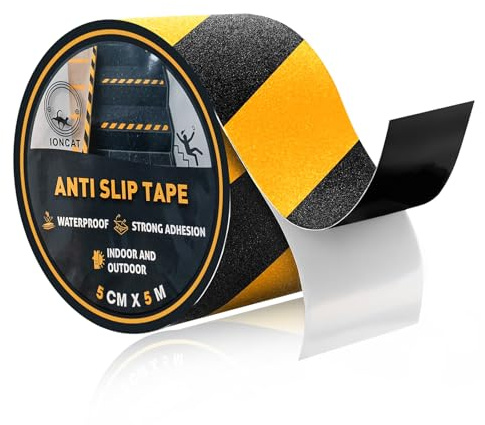 Anti Slip Tape for Steps, Hazard Warning Tape Yellow and Black, 5 CM x 5 M