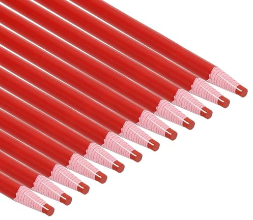 PATIKIL Pennarelli Staccabili, 12pz Matite Cera Grasso Legno per Indumenti in Vetro Pellicola da Disegno Carta Vinile Metallo, Rosso