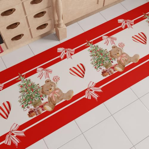 PETTI Artigiani Italiani - Julköksmatta, julkökslöpare, halkfri och tvättbar julmatta, köksmatta till jul, 52 x 180 cm, tillverkad i Italien