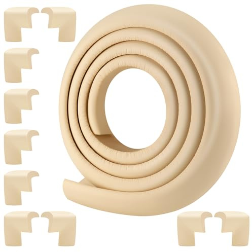 1 Juego de Protectores de Esquina de Seguridad para, Protector de Bordes de 2 m + 10 Protectores de Esquina para niños, Espuma para Muebles y mesas, Parachoques a Prueba de bebés para niños