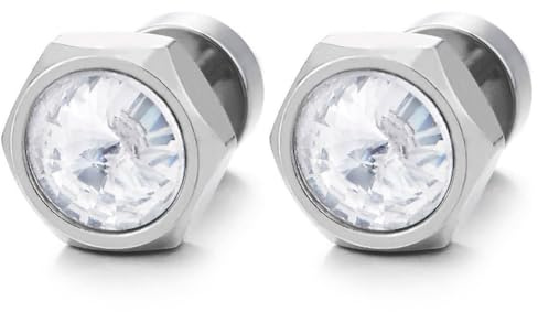 Zircone Cubique Boucles d'oreilles pour Homme Femme - Acier Bouchon Jauge d'oreille Faux Fake Gauges Plugs - Minimaliste