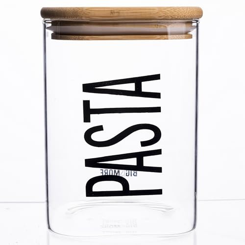 Barattolo pasta 1 L in vetro, coperchio in bambù, Bigismore