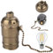 Presa leggera a catena a trazione, presa lampada filo vite con catena trazione, supporto per lampada in metallo vintage per lampadine E26 E27, bronzo