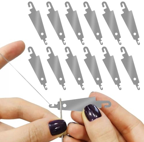 10Pcs Stainless Steel Needle Threaders, Threading Tools, Embroidery Cross Stitch Needle Threading Tools for Hand Sewing Large Eye Cross Stitch Embroidery Craft Knitting Quilting