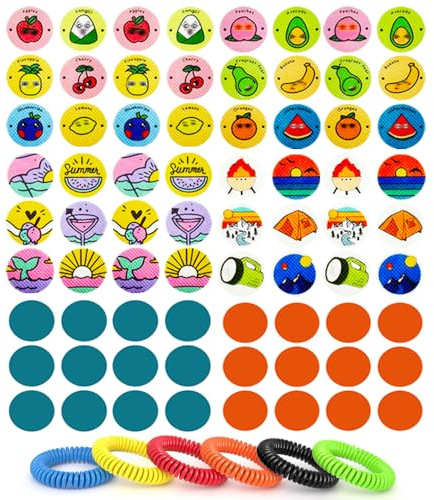 360Pcs Mosquito Patches Stickers,Natural Plant Based Individually Wrapped Mosquito Stickers with 6 Pack Mosquito Repellent Bracelets for Kids Adult Outdoor Hiking, Camping, Travel