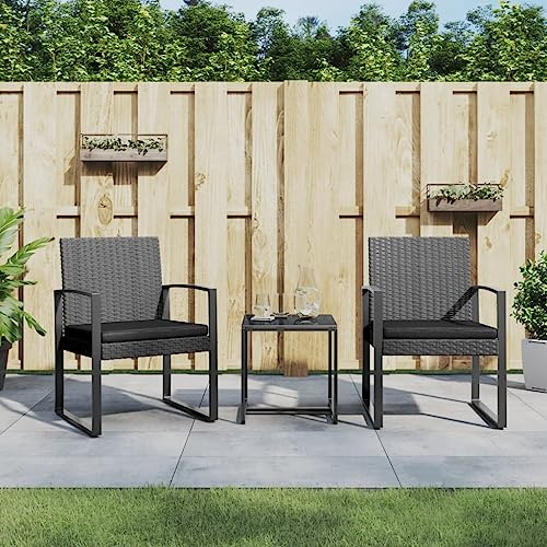 QJBSAVVA Gruppo da giardino in rattan sintetico, 3 pezzi, 54,5 x 57 x 77,5 cm, tavolo 40 x 40 cm, portata 110 kg, balcone terrazza giardino