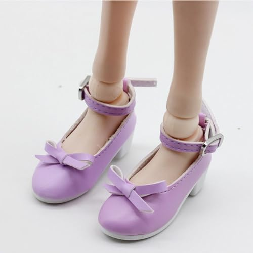 Uteruik Scarpe con Tacco Alto e Fiocco per Bambole BJD SD da 60 cm, Ideali per Abiti Casual (Viola)