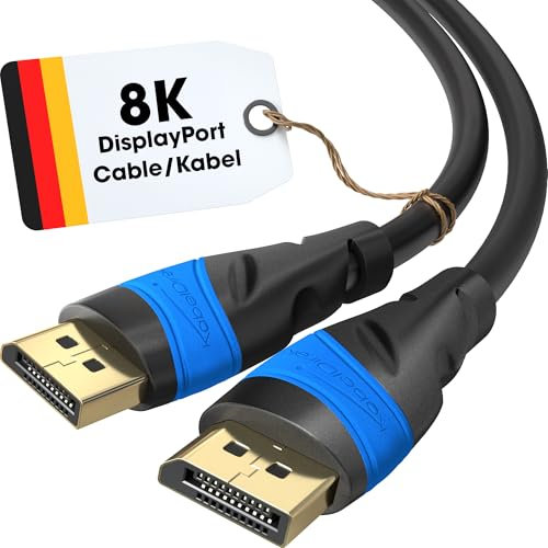 KabelDirekt – 8K/4K DisplayPort Kabel – 0,5m – DP Kabel, in Deutschland entwickelt – Erhältlich in 0,5-10m (Display Port Monitorkabel für PC/Laptop, 8K@60Hz, Gaming bei 144Hz, Dolby Audio, schwarz)