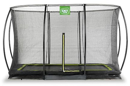 EXIT Toys Silhouette Bodentrampolin - 214x305cm - Rechteckiges Gartentrampolin Outdoor für Kinder - Mit Sicherheitsnetz und Fußschutzsystem - Sicherer Einstieg - Gute Sprungkraft - Schwarz