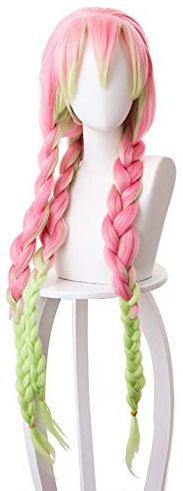 OSIAS Anime Cosplay Peruk, Demon Slayer-Peruk, Halloween, Fest, Karneval, Nattliv, Konserter, Bröllop (Kanroji Mitsuri Wig)