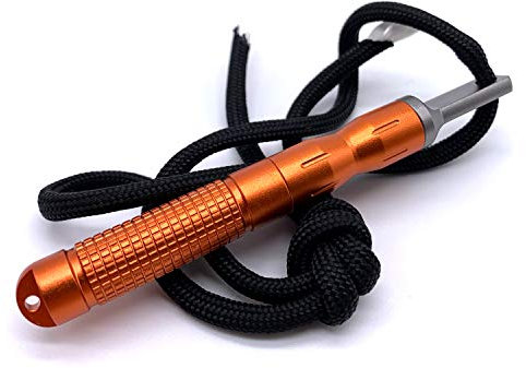 Forest Fundamentals Ferro Rod Fire Steel & Striker | Aluminium EDC Nano Ferrocerium Rod | Free Spare Parts | Waterproof Ultra Small Fire Starter | Bushcraft Camping Fire Lighting (Orange)