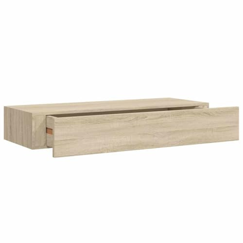 vidaXL Estante con Cajón de Pared Armario Estante Estantería Flotante Salón Sala de Estar Libros Marco de Foto Color Roble MDF 60x23,5x10cm