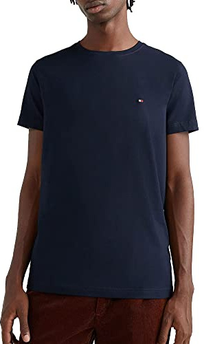 Tommy Hilfiger Uomo T-Shirt Maniche Corte Core Stretch Slim Fit, Blu (Desert Sky), XL