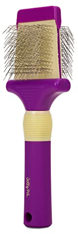 Jelly Pet Double Sided Slicker Brush, Longer Pins, Flexible Head, Fine/Coarse Sides, Removes Unwanted Tangles, Made in USA, Medium, Pink
