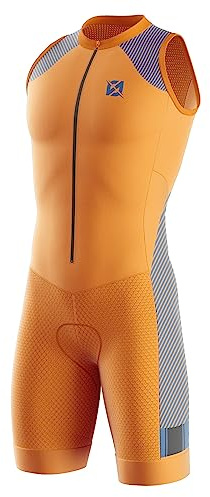 Men's MTB Triathlon Tri Suit Padded Sleeveless Suit Quick-Drying Cycling Skinsuit, for Cycling Training Road Bike Top Cycling Clothing Pro Trisuit und Triathlon (TYP-4,L)