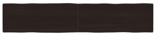 vidaXL Solid Oak Wood Table Top - Dark Grey Handmade with Live Edges - Replacement Tabletop for Various Bases - 200cm x 40cm
