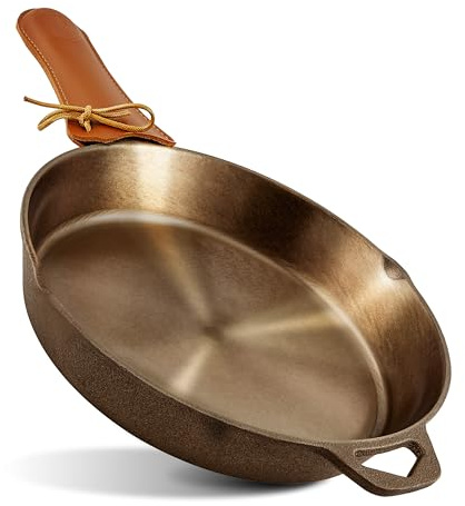 Modern Innovations 10 Inch Cast Iron Skillet, Pre-Seasoned Smooth Polished Surface, Heavy-Duty, Naturally Non-Stick 100% Cast Iron Frying Pan- Saute, Sear & Grill on Campfires, Stoves & Ovens