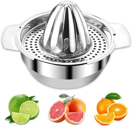 DONGDA Presse Agrumes Manuel en Inox Presse Orange Manuel avec Récipient, Presse Citron Manuel pour Presser Citrons Oranges Agrumes, Compatible Lave-Vaisselle (Capacité : 450ML)