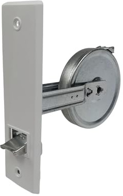 Winrodoor Avvolgitore per cintura da 12 m – Attacco cinghia 23 mm – Distanza tra i fori 165 mm – con copertura in PVC bianco – Avvolgitubo di ingresso