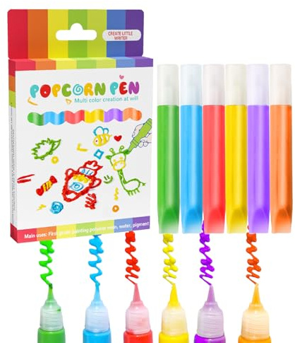 Iouyjiu - Bolígrafos de pintura (6 colores, rotuladores inflables 3D para colorear, accesorios de pintura a burbujas lavables decorativos, para arte y manualidades navideñas y cumpleaños