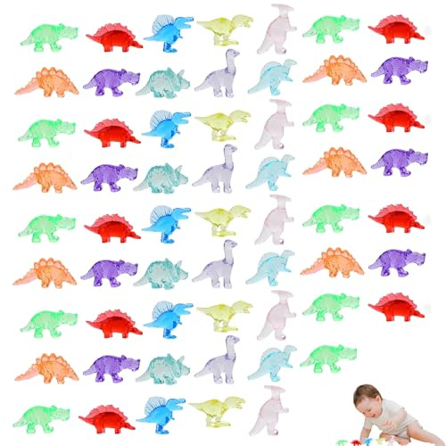 60PCS Mini Dinosaur Figures Mini Resin Figures Little Animal Figuress Small Dinosaur Toys Small Resin Animals for Dollhouse Miniature Garden Decorations for Use Only by People Aged 15 and Above