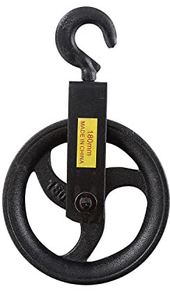 KATSU Umlenkrolle 180mm, 240kg Tragkraft, Hängendes Handrad Seilrolle Block mit Haken für Gerüstbau und Bau 18219418