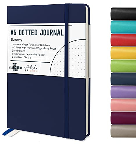 STATIONERY ISLAND Carnet de Notes A5 Pointillé – Myrtille. Bullet Journal Relié Cartonné de 180pg et Papier de Qualité Supérieure de 120 gsm. Pour Notes, Études, Voyages et le Journal Intime