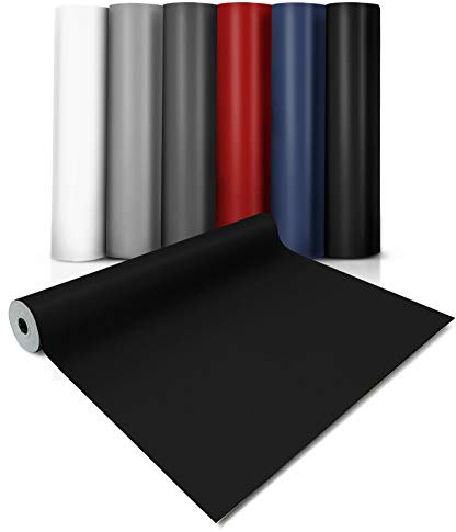 casa pura Rivestimento Pavimento in PVC – Pellicola in vinile per pavimenti, mobili e pareti, rotolo al metro, tinta unita, ultra resistente, nero (200 x 350 cm)