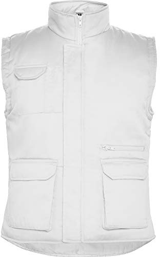 Gilet Bianco Unisex Imbottito da Lavoro, Ideale per la Ristorazione, Celle frigorifere, Pescherie, Personalizzabile (L)