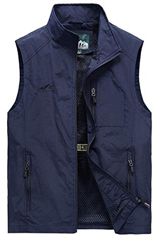 TienNew Gilet Sportivo Uomo Multitasche Esterno Ad Asciugatura Rapida Gilet Senza Maniche con Collo Alto, da esterni