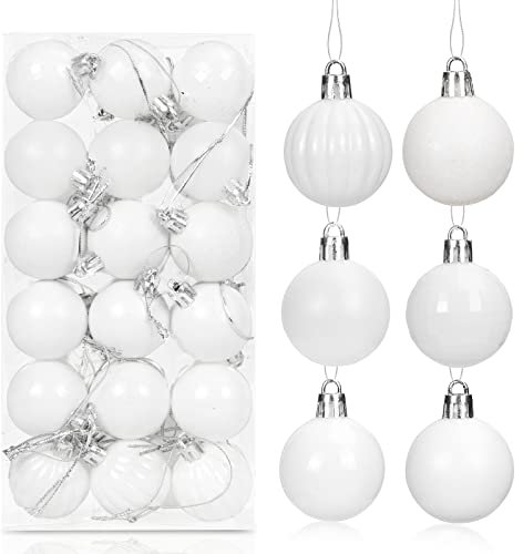 4 cm Palline di Natale Bianco, 36 Pezzi Palline Albero Natale, Bagattelle per Alberi di Natale, Plastica Addobbi Natalizi, Palline Decorative per Feste di Matrimoni e Natale