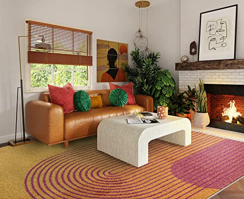 Lord of Rugs Living Room Rug Geometric Bedroom Dining Room Home Office Kitchen Area Rug Orange Retro X-Large 200x290 cm (6'7x9'6)