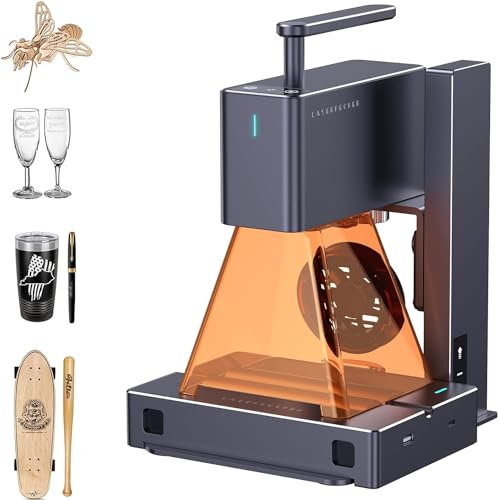 LaserPecker 2 Laser Engraver with Rotating Roller, Portable Laser Engraving Machine with High Speed 600mm/s High Precision 0.05mm for Wood Leather Acrylic etc.