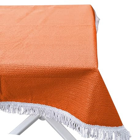 GRASEKAMP Qualität seit 1972 Gartentischdecke 130cm Rund Orange Weichschaum Witterungsbeständig Wetterfest geschäumt Pflegeleicht abwaschbar