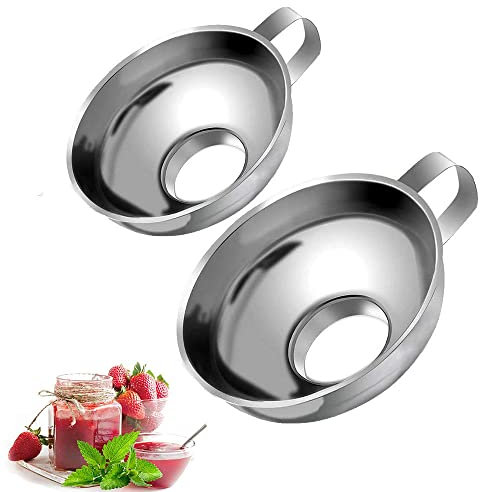Muloong Einmachtrichter, 2 Stück Edelstahl Trichter Marmelade Öffnung Einfülltrichter Marmeladentrichter Kitchen Strainer für die Übertragung flüssigem Öl-Pulver, Bohnen und (Klein Groß)