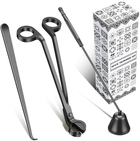 calary Ensemble d’Accessoires 3 en 1 pour Les Amateurs de Bougies - Éteignoir et Plongeur de mèche - Noir