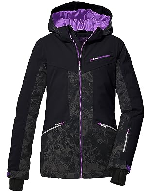 killtec Mädchen Skijacke/Funktionsjacke mit Kapuze und Schneefang KSW 118 GRLS SKI JCKT, schwarz blau, 164, 39654-000