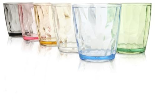 GBACHOOSE 6 Vasos de Plástico, Vasos Acrílicos de 330 Ml, Vaso Irrompible, Vasos de Cóctel, Vasos de Plástico Reutilizables, Vasos de Agua para Jugo, Cerveza, Leche, Fiesta de Picnic