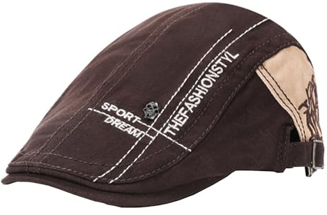 Rayson Casquette Beret Plate Homme Réglable Bérets Plats Vintage Irlandaise Casquette pour Hommes Gavroche Gatsby Chapeau Souple Newsboy Flat Cap Taille Unique(Café)