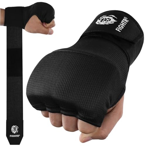 FIGHTR® Gel innerhandskar 2.0 – snabb applicering och hög stabilitet | 90 cm boxbandage för lådor, MMA, Muay Thai & kampsport | Inre boxningshandskar (svart, S)