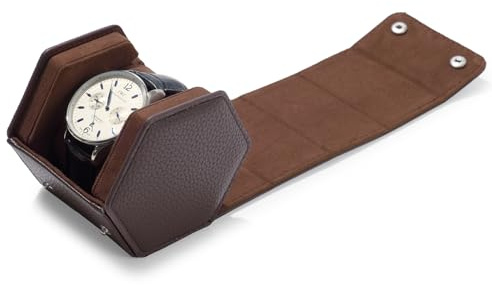 Oirlv Luxus Pu Leder Sechseckig Uhrenrolle Uhrenbox Aufbewahrungsetui Für Geschenkbox Weihnachten Jubiläum Geburtstag(Braun)