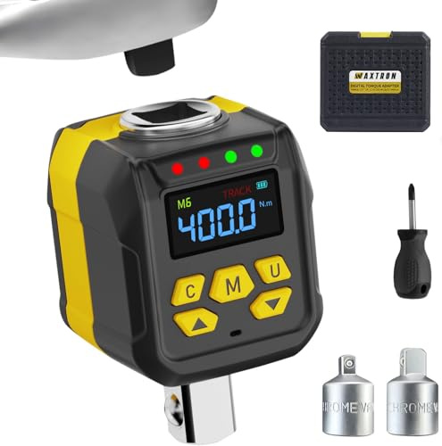 WAXTRON Adattatore di coppia digitale da 1/2 pollice, 20-400 Nm, adattatore di chiave dinamometrica digitale, set di 3 adattatori di coppia con chiave a 1/4 e 3/8, per bicicletta, bici da corsa