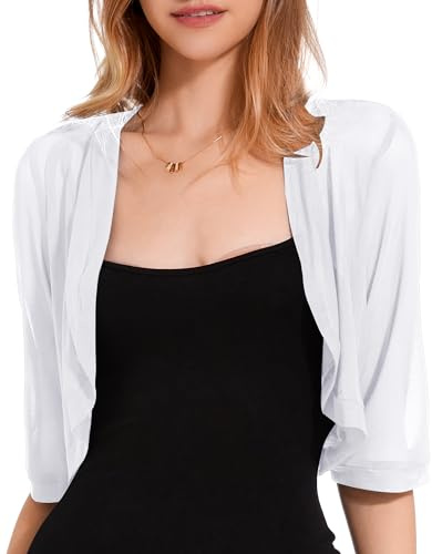ATXNN Women's Bolero Shrug Chiffon Cropped Cardigan Half Sleeve Sheer Tops